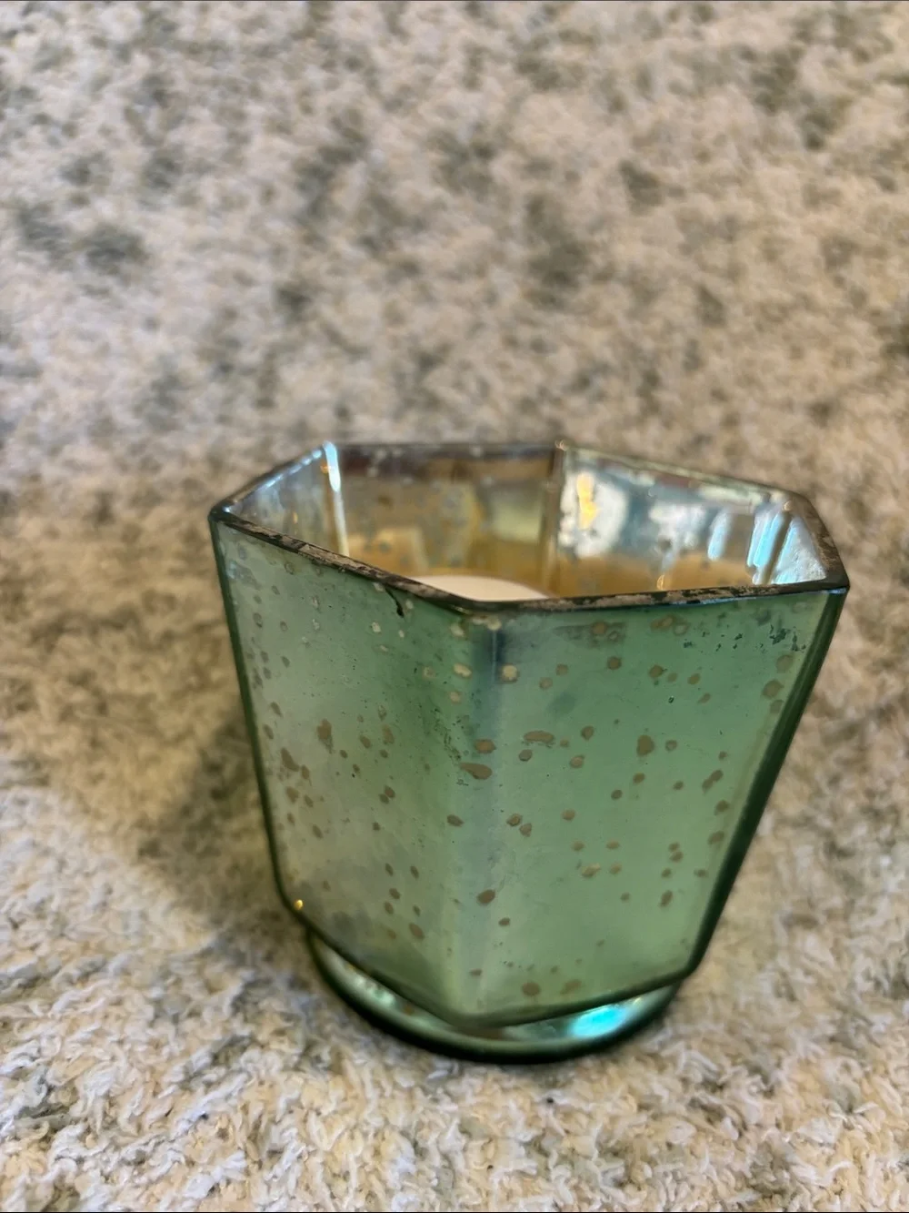 Sage Green Mercury Glass Votive Candle Holder by Koyal NWT Pier One 3x3.5”